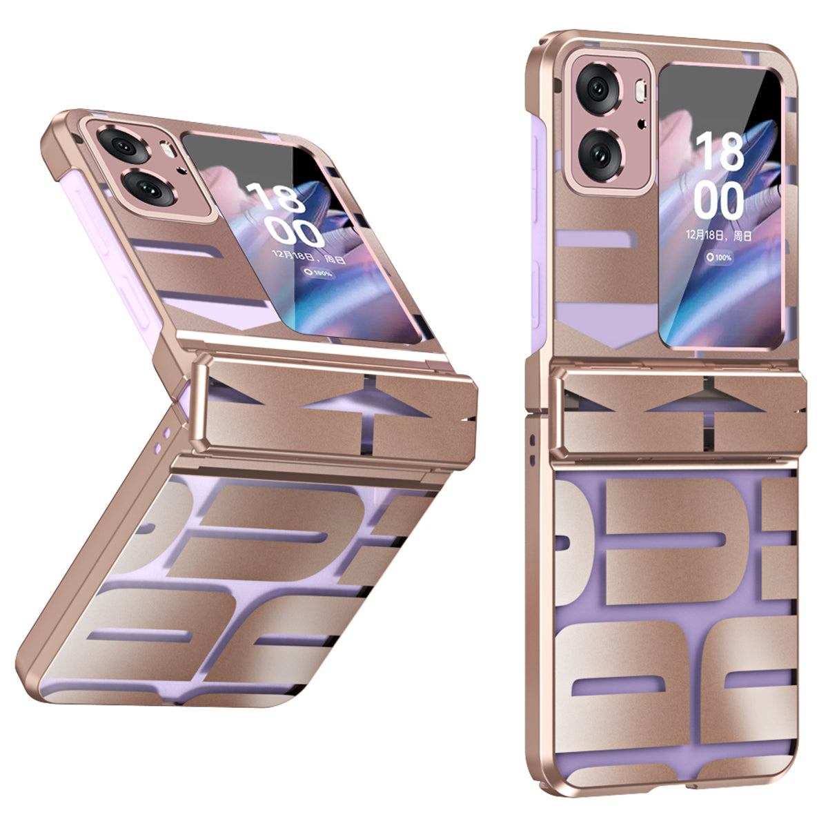 For Oppo Find N2 Flip 5G Shockproof Phone Case Electroplating Hard PC Phone Cover
