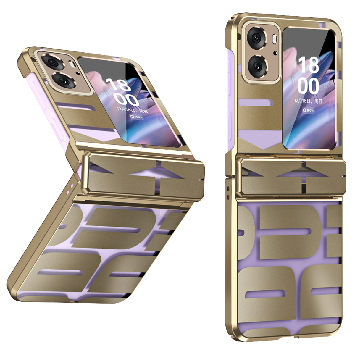For Oppo Find N2 Flip 5G Shockproof Phone Case Electroplating Hard PC Phone Cover