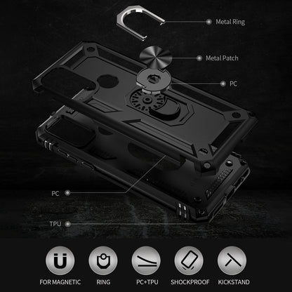 For Motorola Moto G Play (2023) 4G Ring Holder Kickstand Phone Case PC+TPU Shockproof Cover