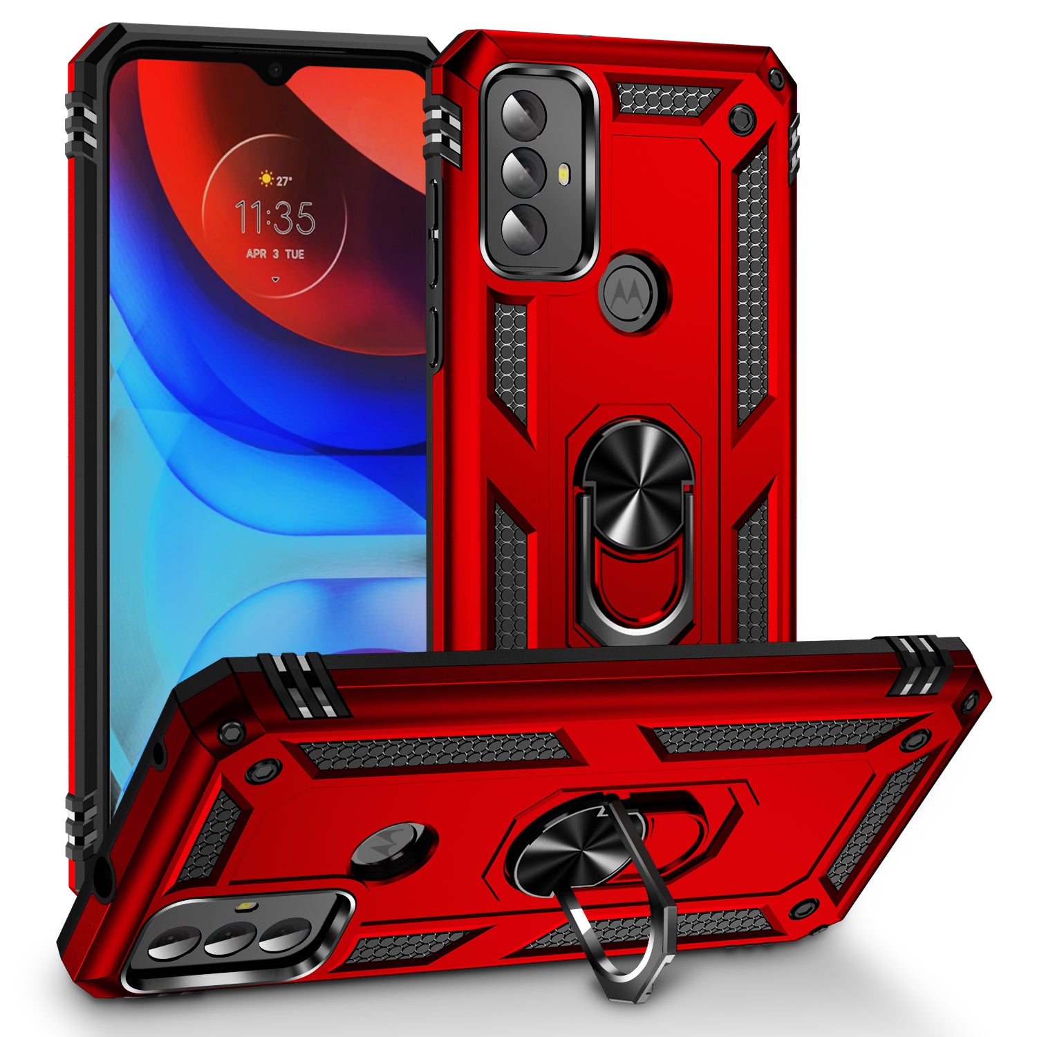 For Motorola Moto G Play (2023) 4G Ring Holder Kickstand Phone Case PC+TPU Shockproof Cover
