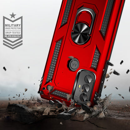 For Motorola Moto G Play (2023) 4G Ring Holder Kickstand Phone Case PC+TPU Shockproof Cover