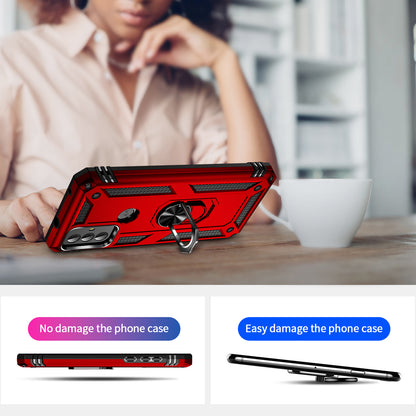 For Motorola Moto G Play (2023) 4G Ring Holder Kickstand Phone Case PC+TPU Shockproof Cover