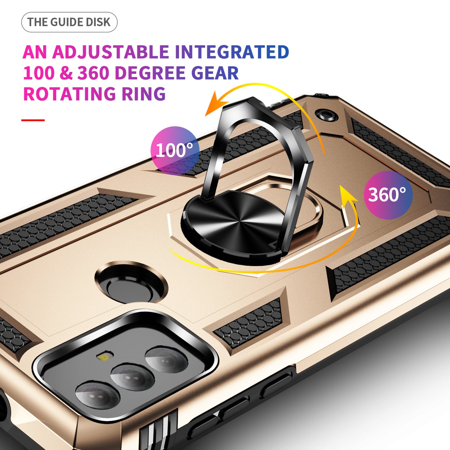 For Motorola Moto G Play (2023) 4G Ring Holder Kickstand Phone Case PC+TPU Shockproof Cover