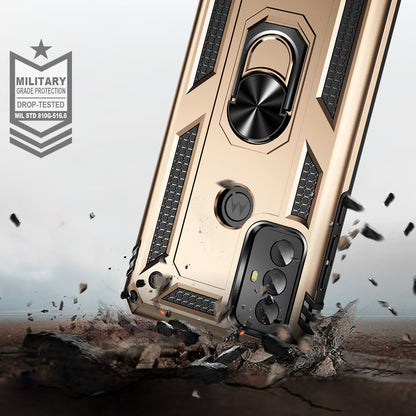 For Motorola Moto G Play (2023) 4G Ring Holder Kickstand Phone Case PC+TPU Shockproof Cover