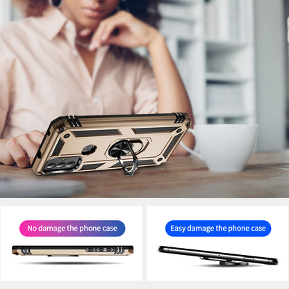 For Motorola Moto G Play (2023) 4G Ring Holder Kickstand Phone Case PC+TPU Shockproof Cover