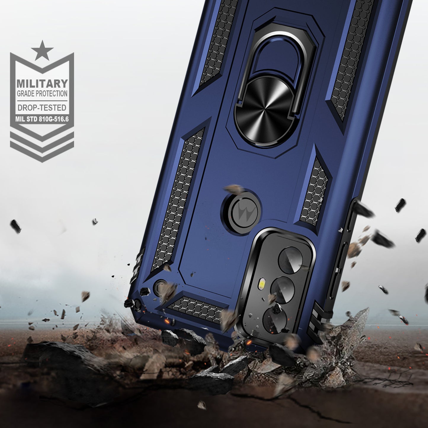 For Motorola Moto G Play (2023) 4G Ring Holder Kickstand Phone Case PC+TPU Shockproof Cover