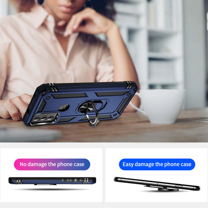 For Motorola Moto G Play (2023) 4G Ring Holder Kickstand Phone Case PC+TPU Shockproof Cover