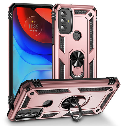 For Motorola Moto G Play (2023) 4G Ring Holder Kickstand Phone Case PC+TPU Shockproof Cover