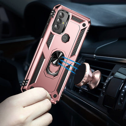 For Motorola Moto G Play (2023) 4G Ring Holder Kickstand Phone Case PC+TPU Shockproof Cover