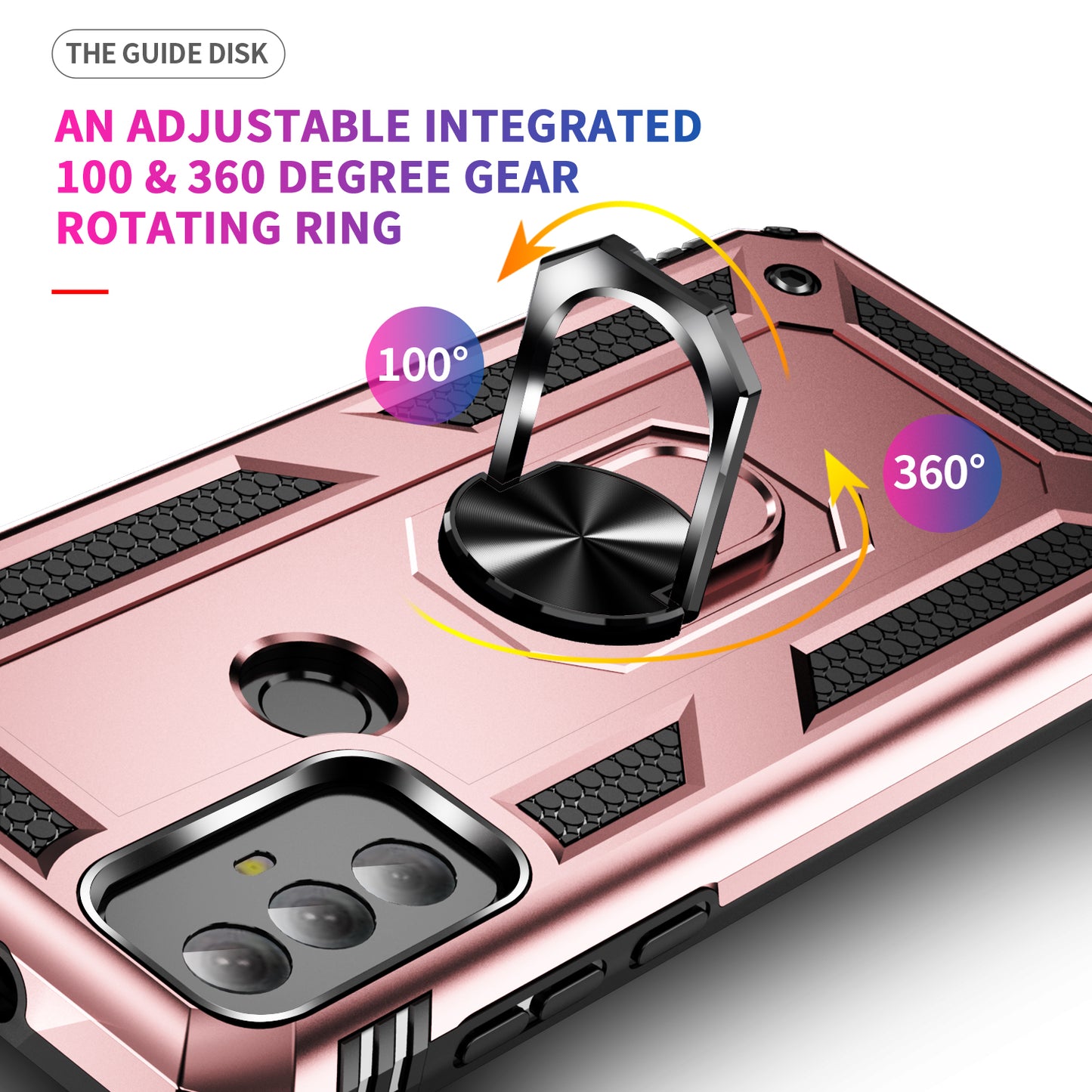 For Motorola Moto G Play (2023) 4G Ring Holder Kickstand Phone Case PC+TPU Shockproof Cover