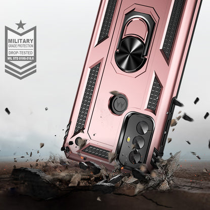 For Motorola Moto G Play (2023) 4G Ring Holder Kickstand Phone Case PC+TPU Shockproof Cover