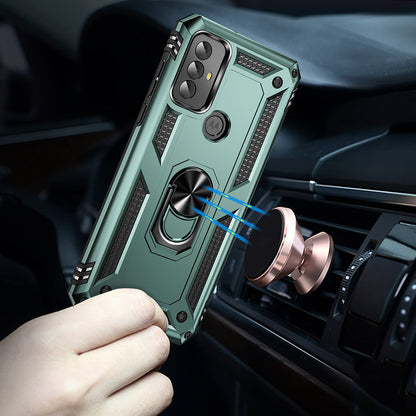 For Motorola Moto G Play (2023) 4G Ring Holder Kickstand Phone Case PC+TPU Shockproof Cover