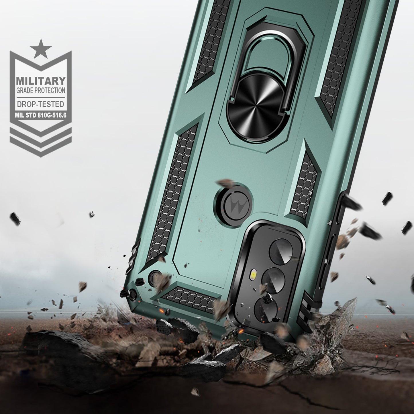 For Motorola Moto G Play (2023) 4G Ring Holder Kickstand Phone Case PC+TPU Shockproof Cover