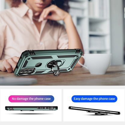 For Motorola Moto G Play (2023) 4G Ring Holder Kickstand Phone Case PC+TPU Shockproof Cover