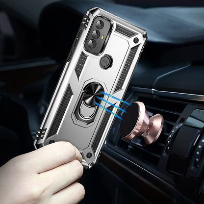 For Motorola Moto G Play (2023) 4G Ring Holder Kickstand Phone Case PC+TPU Shockproof Cover