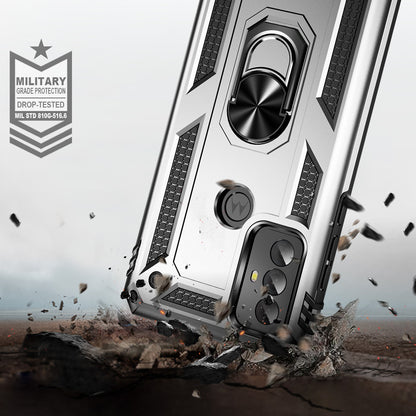 For Motorola Moto G Play (2023) 4G Ring Holder Kickstand Phone Case PC+TPU Shockproof Cover