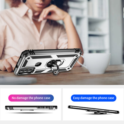 For Motorola Moto G Play (2023) 4G Ring Holder Kickstand Phone Case PC+TPU Shockproof Cover