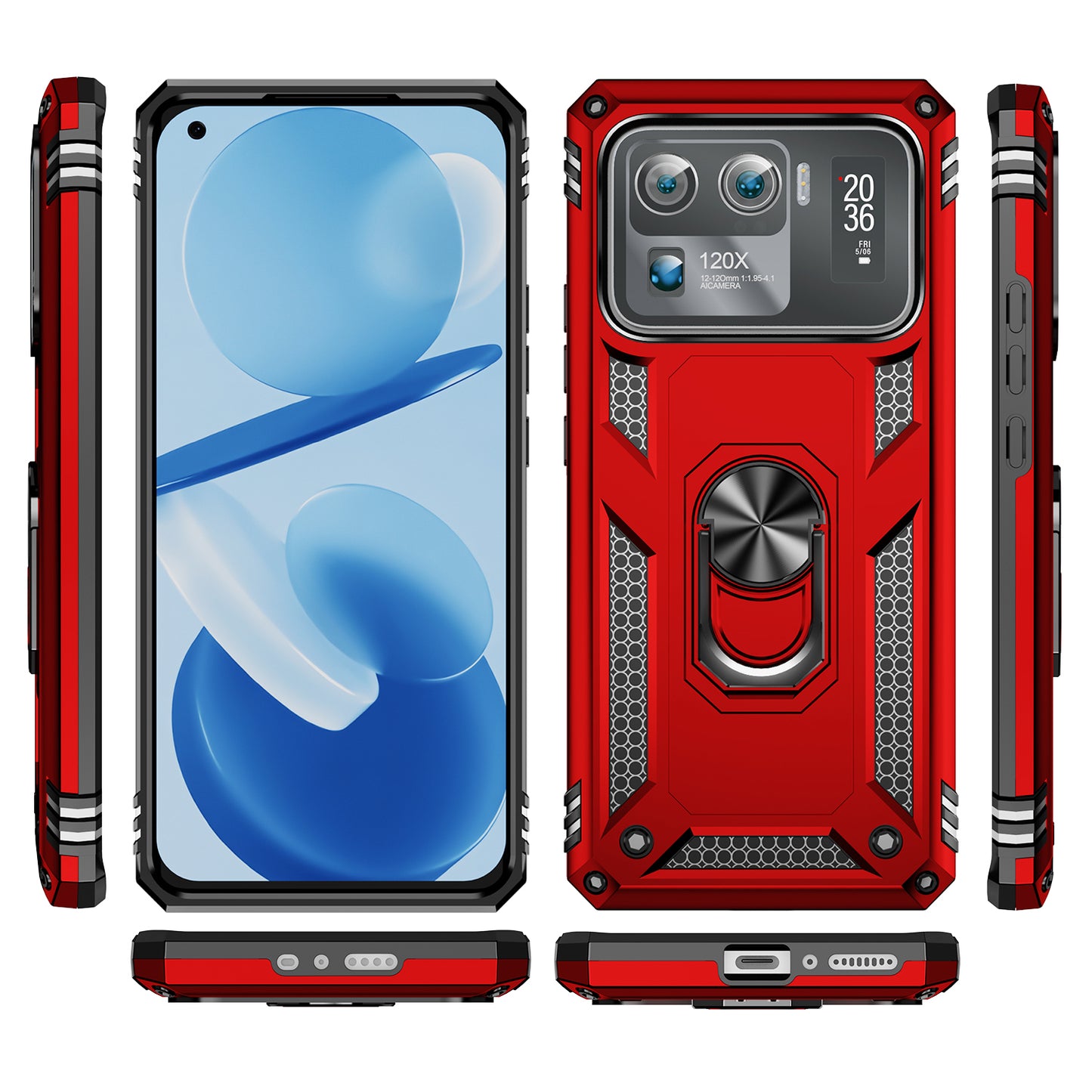 For Xiaomi Mi 11 Ultra PC+TPU Anti-scratch Phone Case Car Mount Holder Kickstand Cover