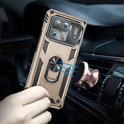 For Xiaomi Mi 11 Ultra PC+TPU Anti-scratch Phone Case Car Mount Holder Kickstand Cover