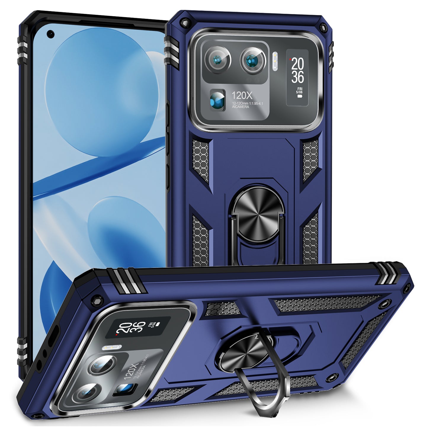 For Xiaomi Mi 11 Ultra PC+TPU Anti-scratch Phone Case Car Mount Holder Kickstand Cover