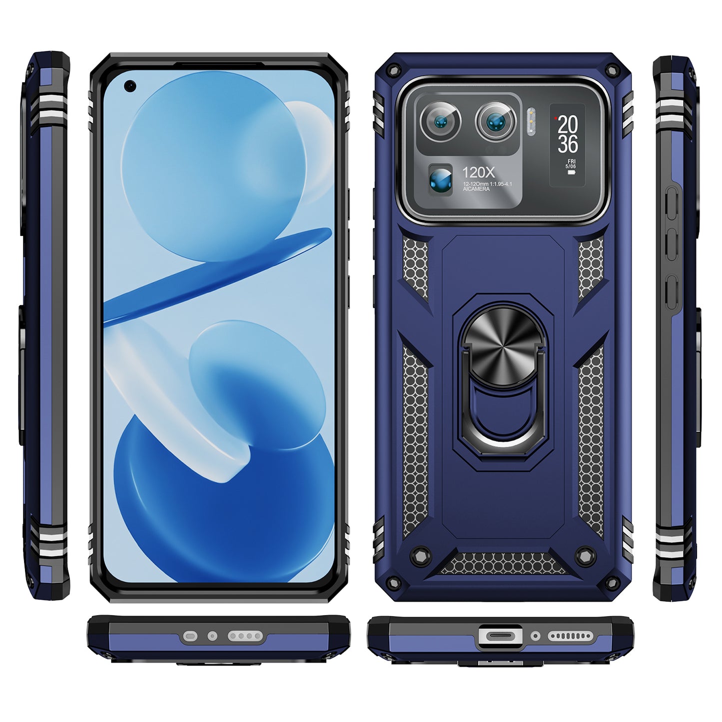 For Xiaomi Mi 11 Ultra PC+TPU Anti-scratch Phone Case Car Mount Holder Kickstand Cover