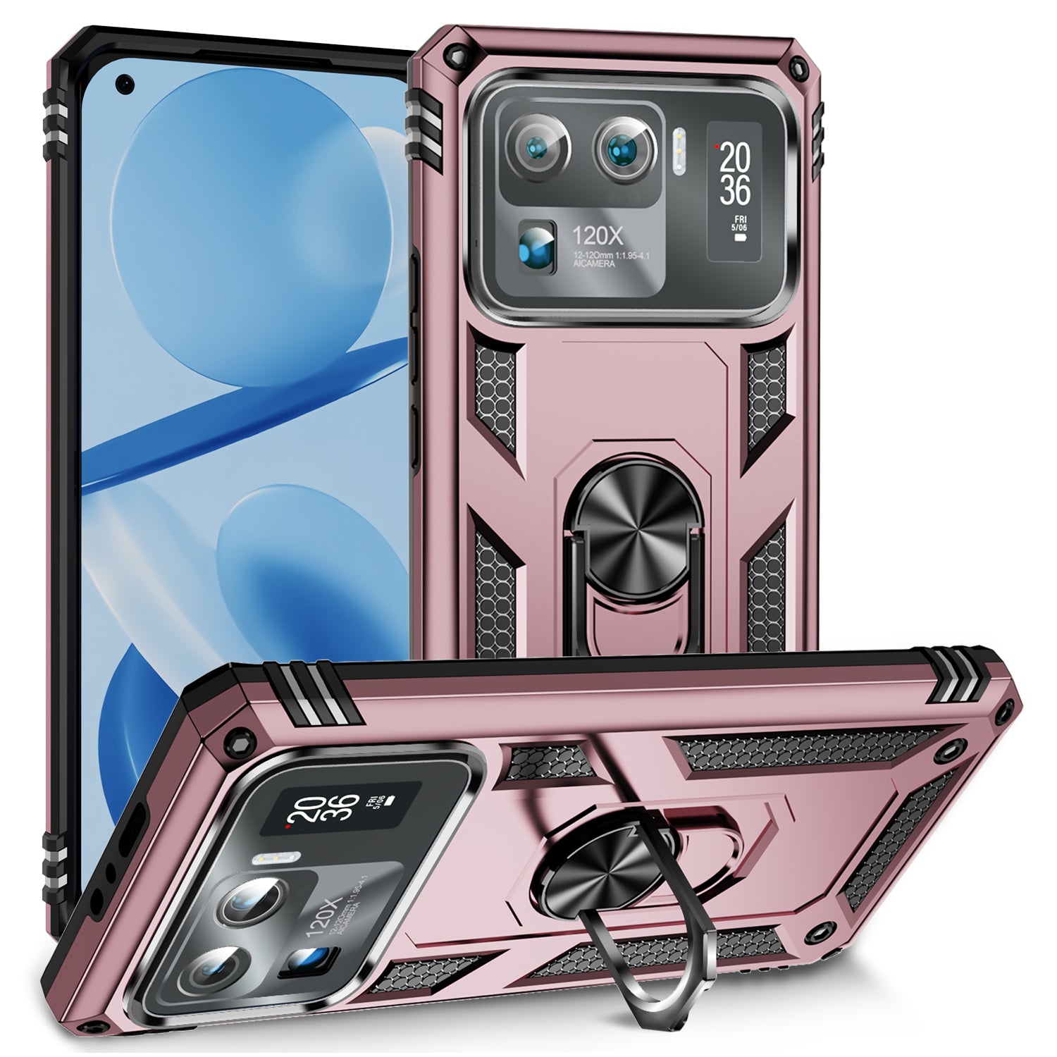 For Xiaomi Mi 11 Ultra PC+TPU Anti-scratch Phone Case Car Mount Holder Kickstand Cover