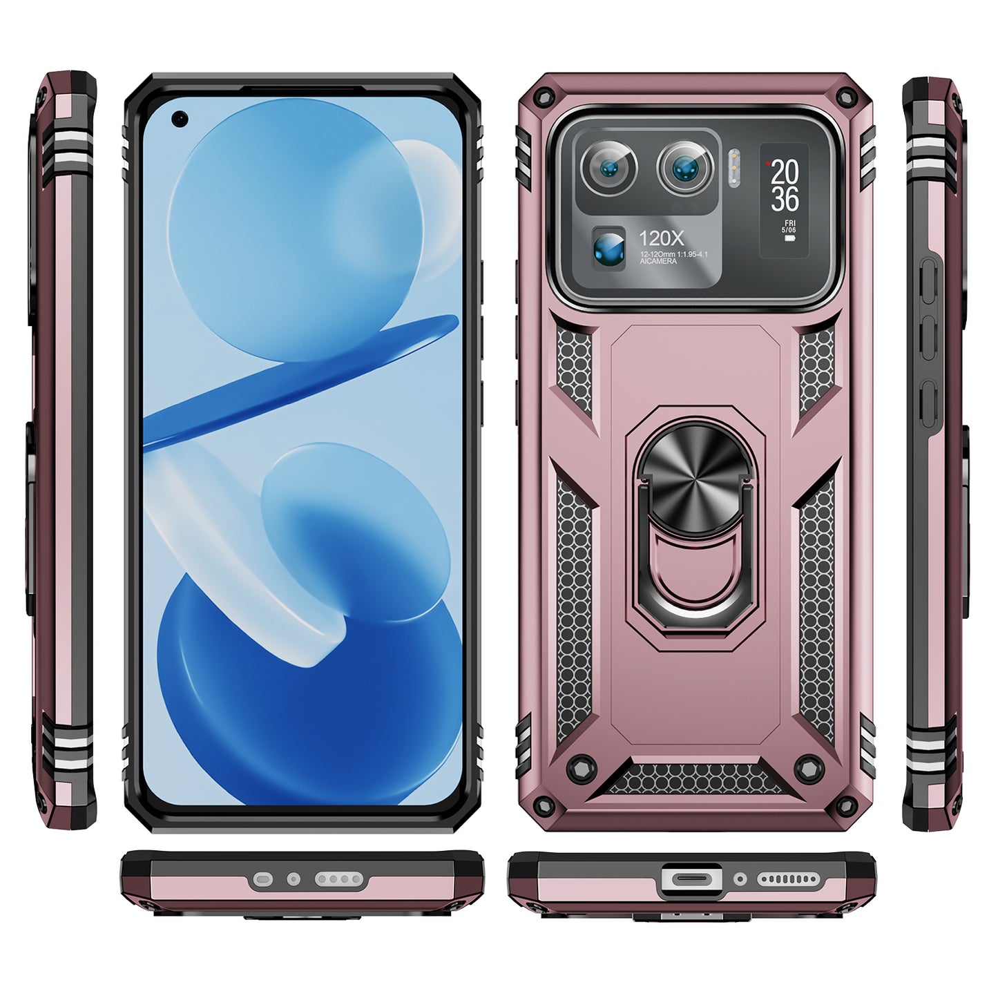 For Xiaomi Mi 11 Ultra PC+TPU Anti-scratch Phone Case Car Mount Holder Kickstand Cover