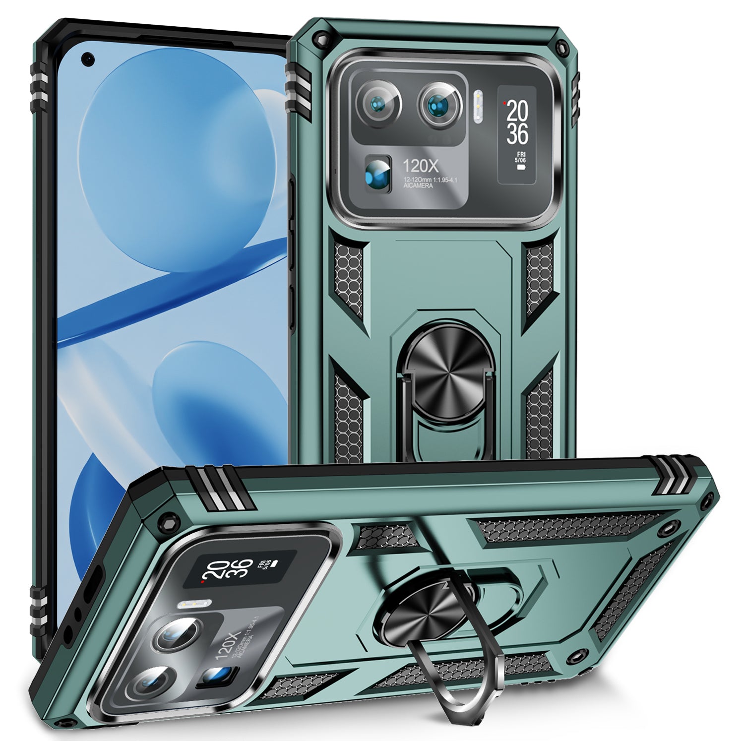 For Xiaomi Mi 11 Ultra PC+TPU Anti-scratch Phone Case Car Mount Holder Kickstand Cover