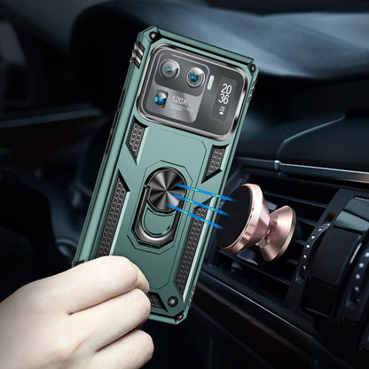 For Xiaomi Mi 11 Ultra PC+TPU Anti-scratch Phone Case Car Mount Holder Kickstand Cover