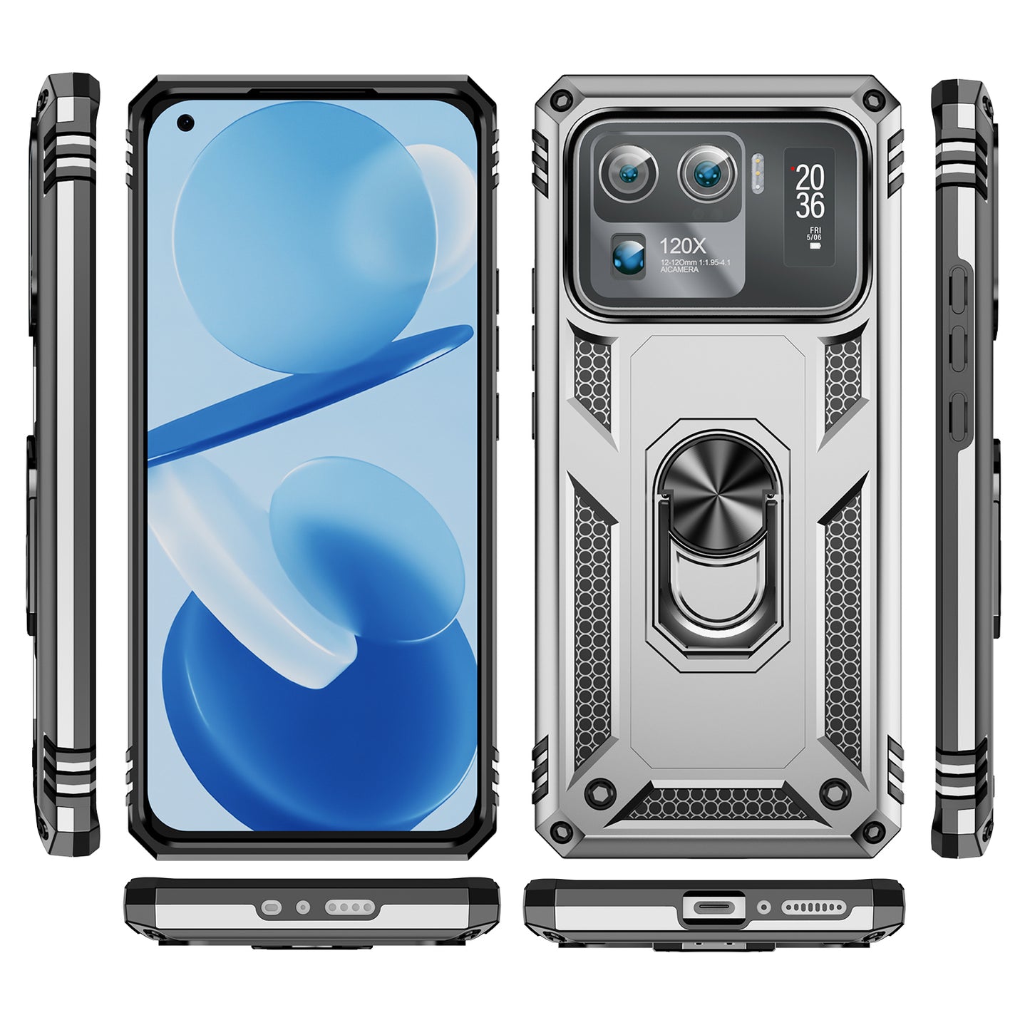 For Xiaomi Mi 11 Ultra PC+TPU Anti-scratch Phone Case Car Mount Holder Kickstand Cover