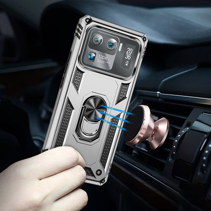 For Xiaomi Mi 11 Ultra PC+TPU Anti-scratch Phone Case Car Mount Holder Kickstand Cover