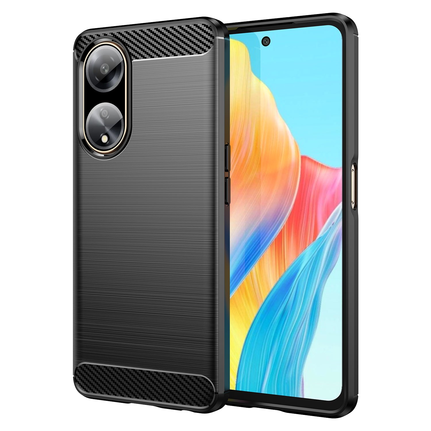 For Oppo A1 5G / A98 5G / F23 5G Soft TPU Phone Case Carbon Fiber Texture Brushed Phone Cover