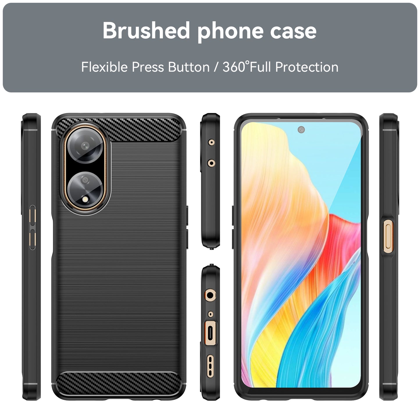 For Oppo A1 5G / A98 5G / F23 5G Soft TPU Phone Case Carbon Fiber Texture Brushed Phone Cover