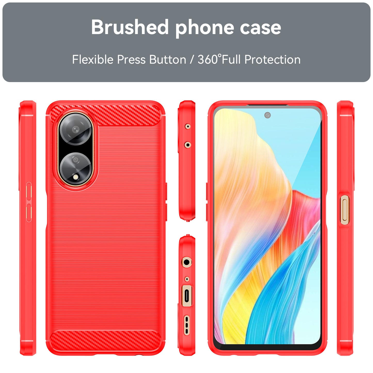 For Oppo A1 5G / A98 5G / F23 5G Soft TPU Phone Case Carbon Fiber Texture Brushed Phone Cover