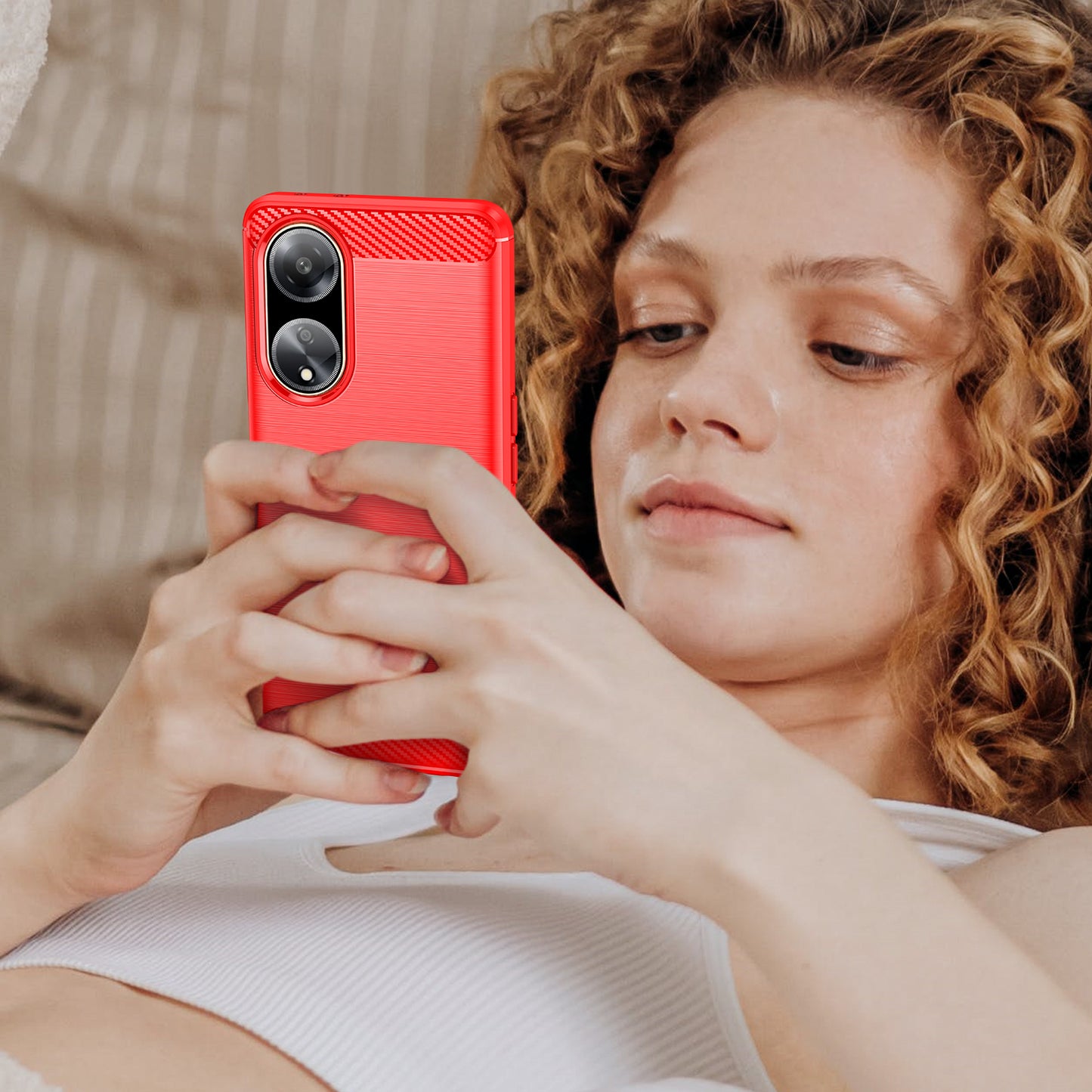 For Oppo A1 5G / A98 5G / F23 5G Soft TPU Phone Case Carbon Fiber Texture Brushed Phone Cover