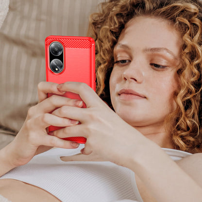 For Oppo A1 5G / A98 5G / F23 5G Soft TPU Phone Case Carbon Fiber Texture Brushed Phone Cover