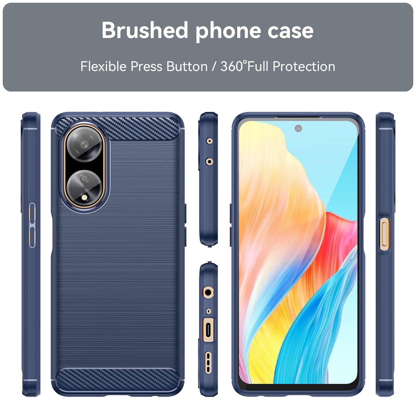 For Oppo A1 5G / A98 5G / F23 5G Soft TPU Phone Case Carbon Fiber Texture Brushed Phone Cover