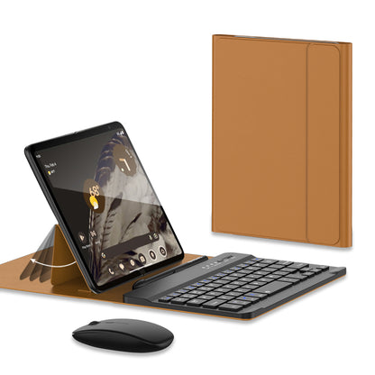 For Samsung Galaxy Fold / Z Fold Series PU Leather Case Adjustable Kickstand Cover with Bluetooth Keyboard + Mouse