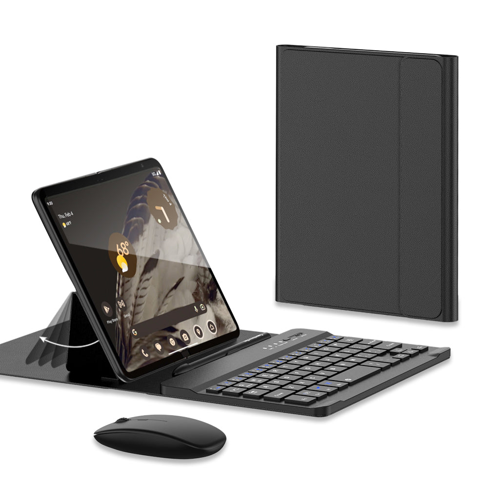 For Samsung Galaxy Fold / Z Fold Series PU Leather Case Adjustable Kickstand Cover with Bluetooth Keyboard + Mouse