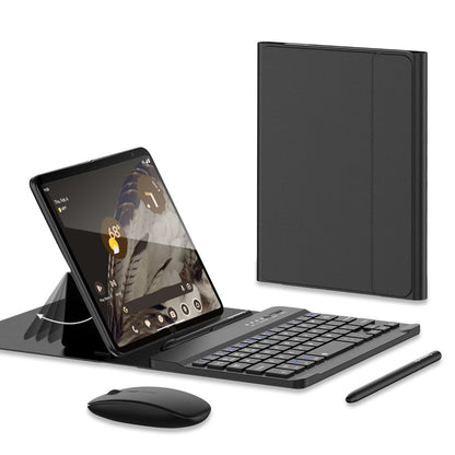 For Samsung Galaxy Fold / Z Fold Series PU Leather Case Adjustable Kickstand Cover with Bluetooth Keyboard + Mouse