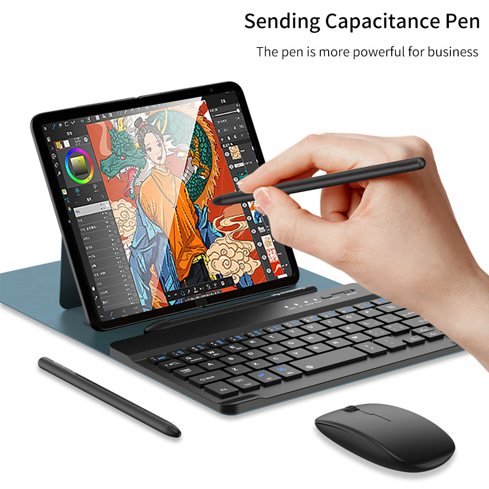 For Samsung Galaxy Fold / Z Fold Series PU Leather Case Adjustable Kickstand Cover with Bluetooth Keyboard + Mouse