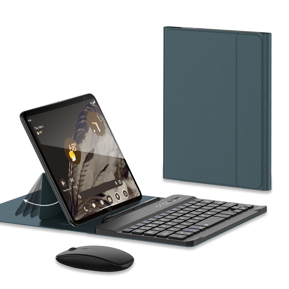 For Samsung Galaxy Fold / Z Fold Series PU Leather Case Adjustable Kickstand Cover with Bluetooth Keyboard + Mouse