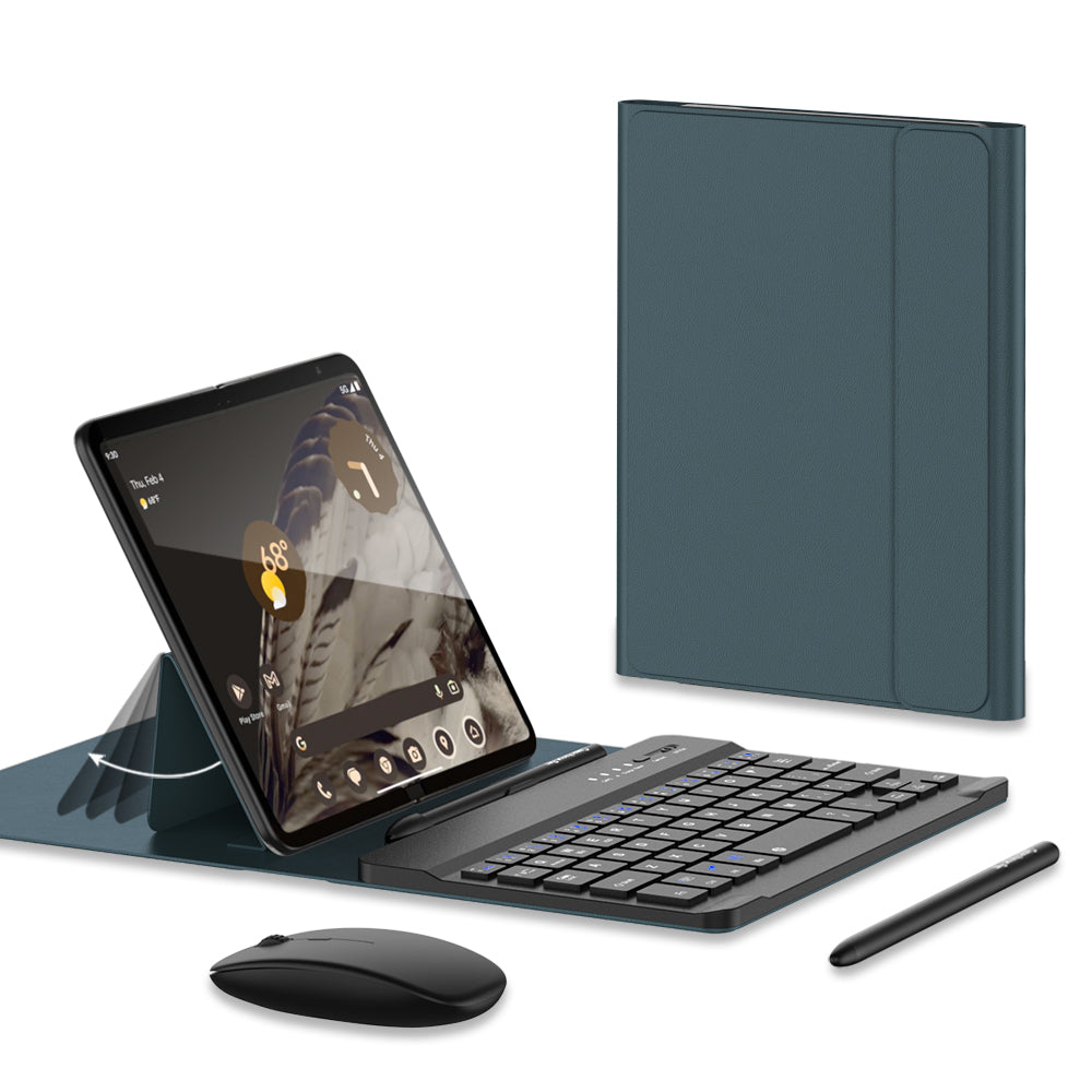 For Samsung Galaxy Fold / Z Fold Series PU Leather Case Adjustable Kickstand Cover with Bluetooth Keyboard + Mouse