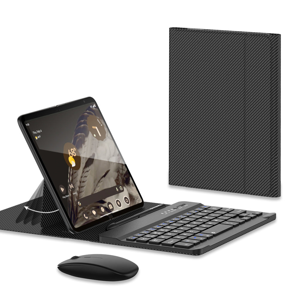 For Samsung Galaxy Fold / Z Fold Series PU Leather Case Adjustable Kickstand Cover with Bluetooth Keyboard + Mouse