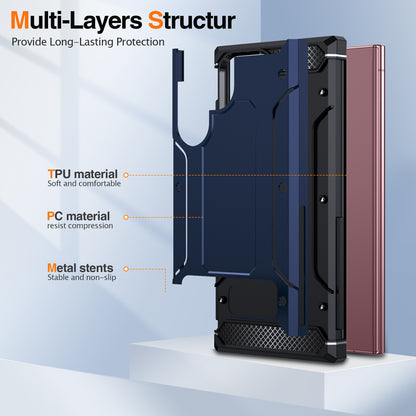 For Samsung Galaxy S23 Ultra Metal Kickstand Phone Case TPU + PC Drop-proof Cover