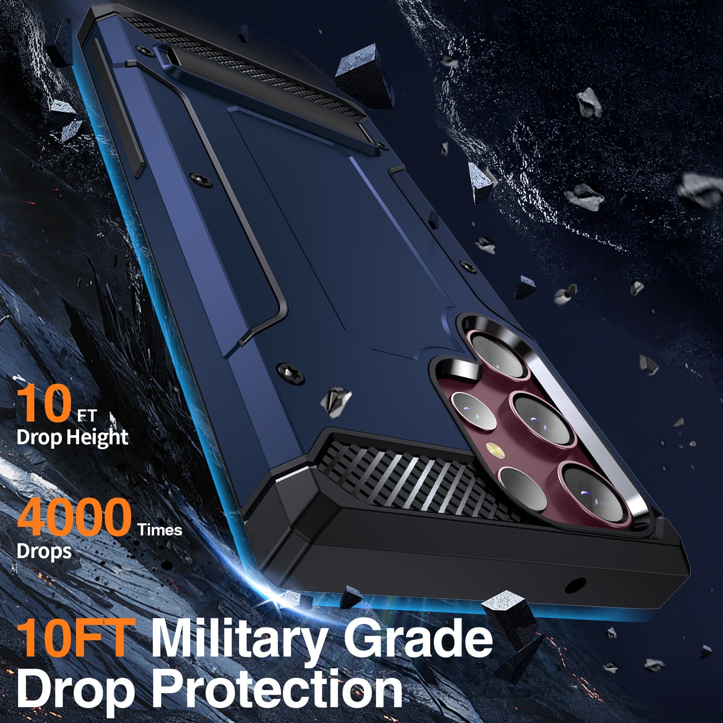 For Samsung Galaxy S23 Ultra Metal Kickstand Phone Case TPU + PC Drop-proof Cover