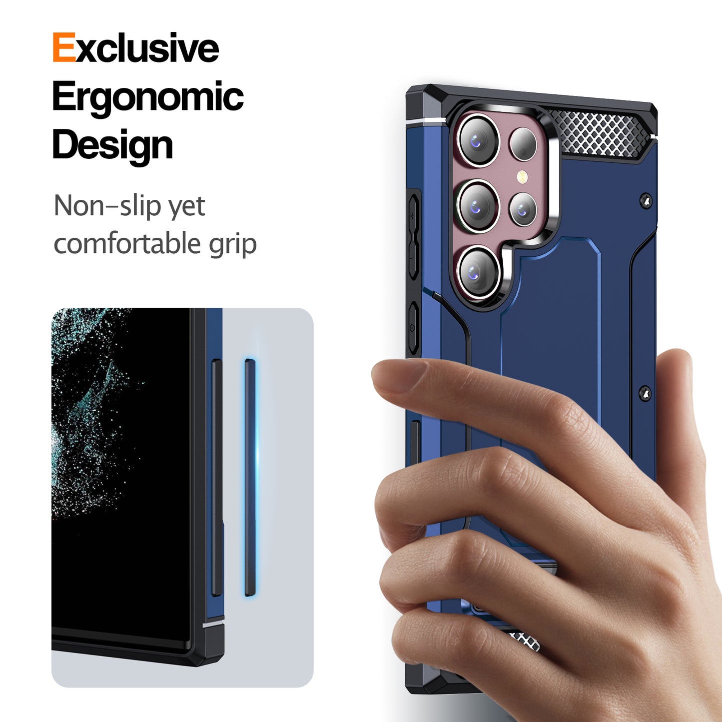 For Samsung Galaxy S23 Ultra Metal Kickstand Phone Case TPU + PC Drop-proof Cover