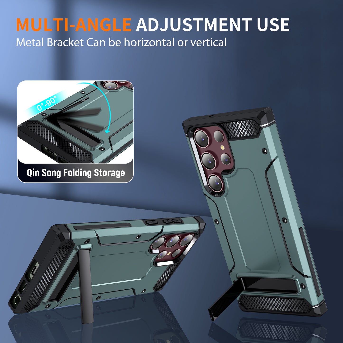 For Samsung Galaxy S23 Ultra Metal Kickstand Phone Case TPU + PC Drop-proof Cover