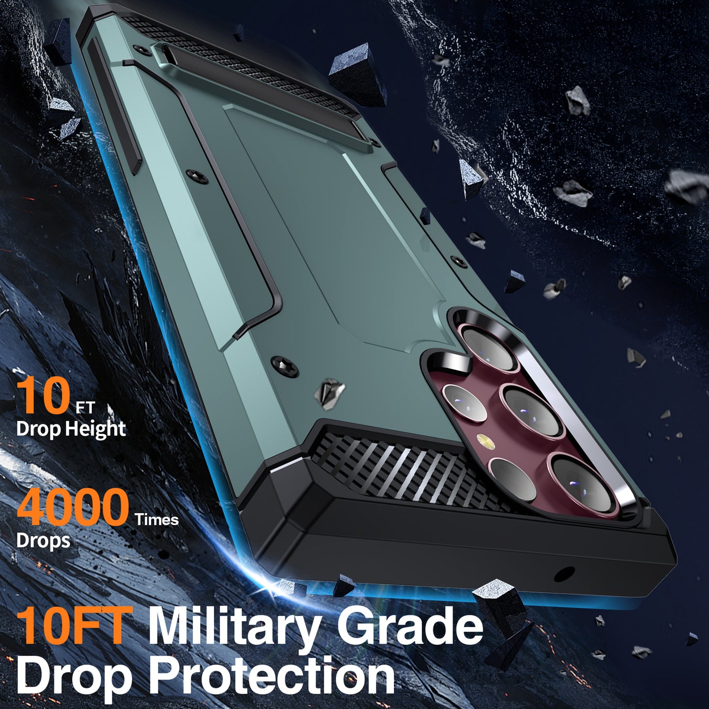 For Samsung Galaxy S23 Ultra Metal Kickstand Phone Case TPU + PC Drop-proof Cover