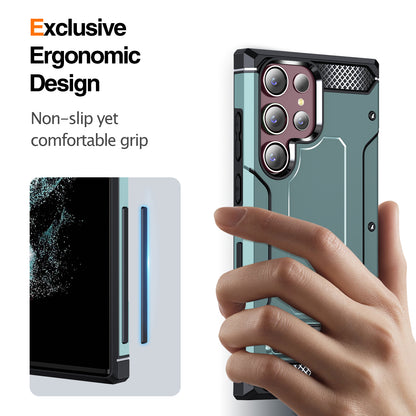 For Samsung Galaxy S23 Ultra Metal Kickstand Phone Case TPU + PC Drop-proof Cover